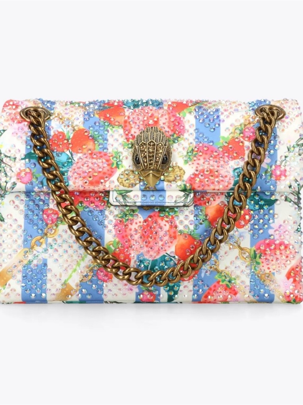 Kurt Geiger Floral Crystal Strawberries Chain Shoulder Bag - Multicolor